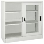 Armoire à portes coulissantes Gris clair 90x40x90 cm Acier – Image 6