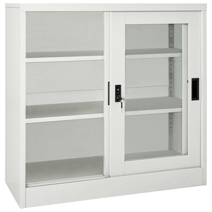 Armoire à portes coulissantes Gris clair 90x40x90 cm Acier – Image 6