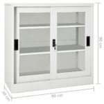 Armoire à portes coulissantes Gris clair 90x40x90 cm Acier – Image 8
