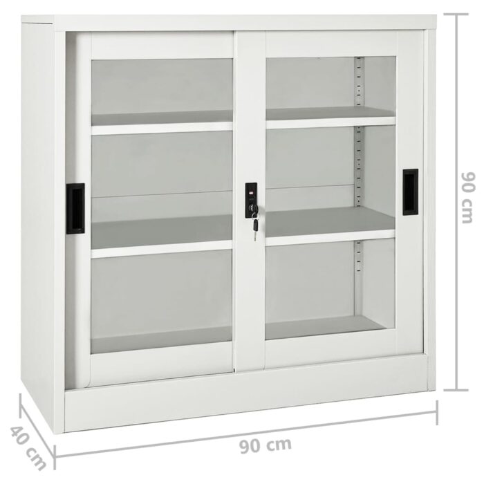 Armoire à portes coulissantes Gris clair 90x40x90 cm Acier – Image 8