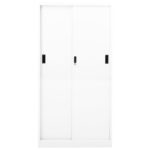 Armoire de bureau et porte coulissante Blanc 90x40x180 cm Acier – Image 4