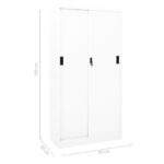 Armoire de bureau et porte coulissante Blanc 90x40x180 cm Acier – Image 8