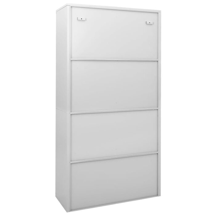 Armoire à bureau porte coulissante Gris clair 90x40x180cm Acier – Image 4