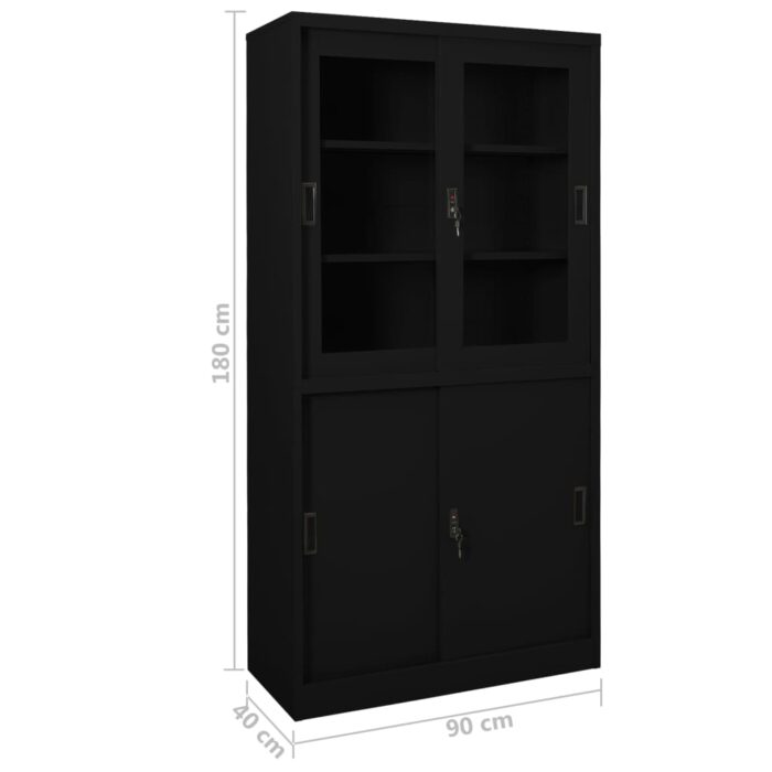 Armoire de bureau et porte coulissante Blanc 90x40x180 cm Acier – Image 7