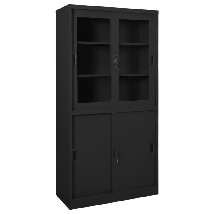 Armoire de bureau et porte coulissante Anthracite 90x40x180 cm – Image 1