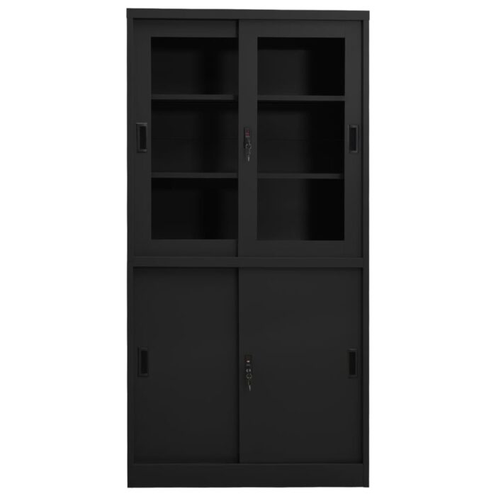 Armoire de bureau et porte coulissante Anthracite 90x40x180 cm – Image 2