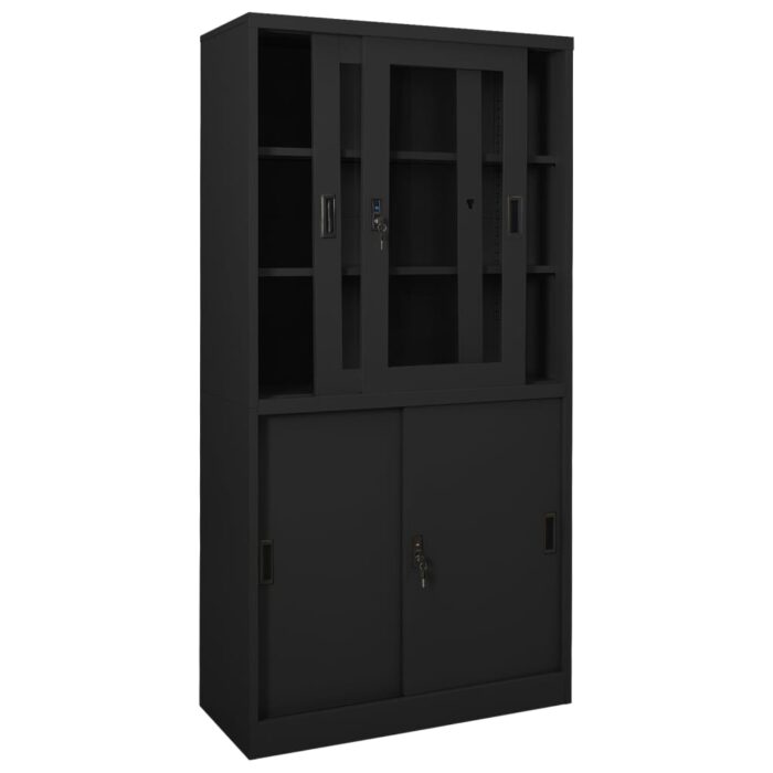 Armoire de bureau et porte coulissante Anthracite 90x40x180 cm – Image 5