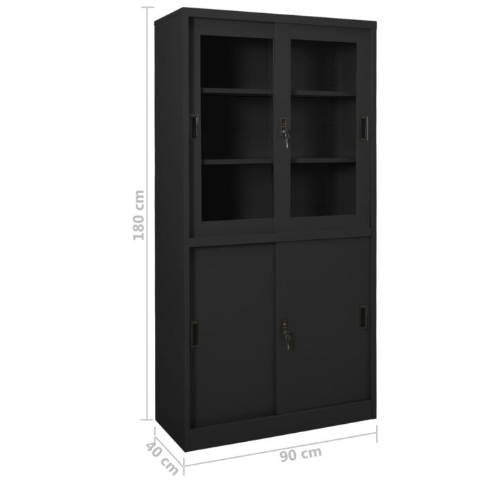 Armoire de bureau et porte coulissante Anthracite 90x40x180 cm – Image 7