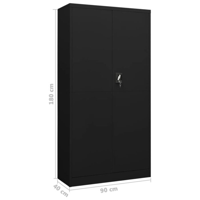 Armoire à casiers Noir 90x40x180 cm Acier – Image 7