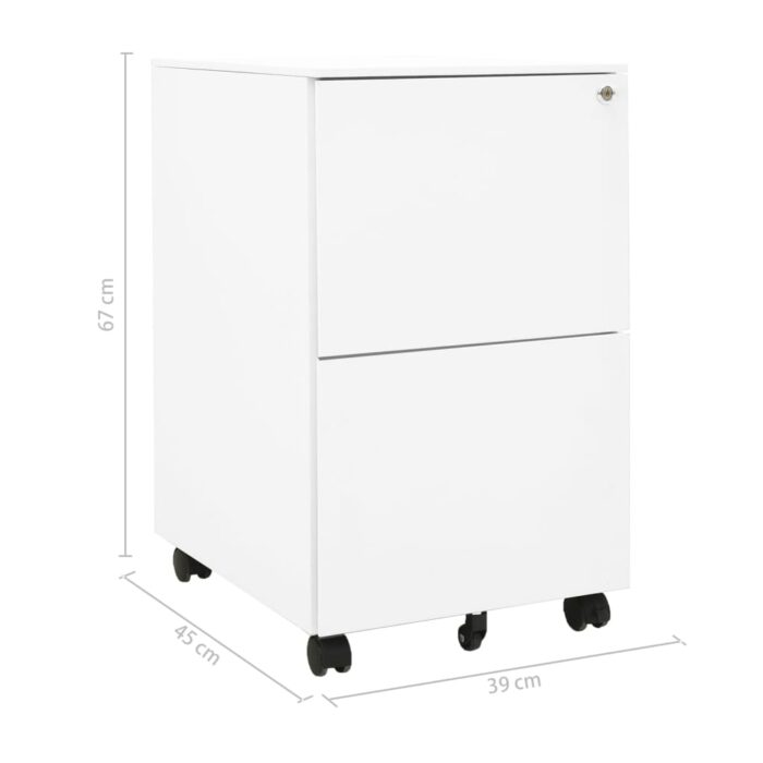 Classeur mobile Blanc 39x45x67 cm Acier – Image 9