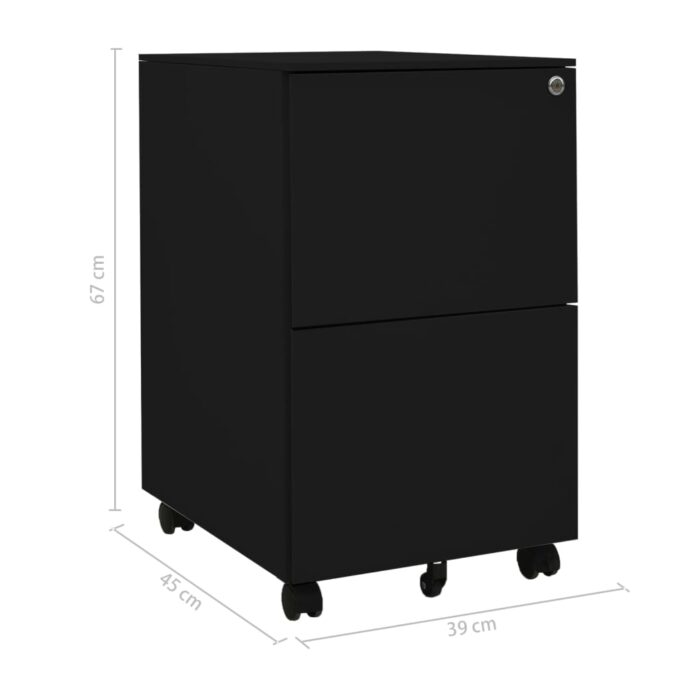Classeur mobile Noir 39x45x67 cm Acier – Image 9
