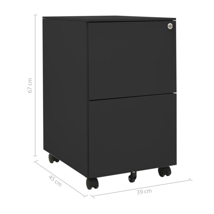 Classeur mobile Anthracite 39x45x67 cm Acier – Image 9