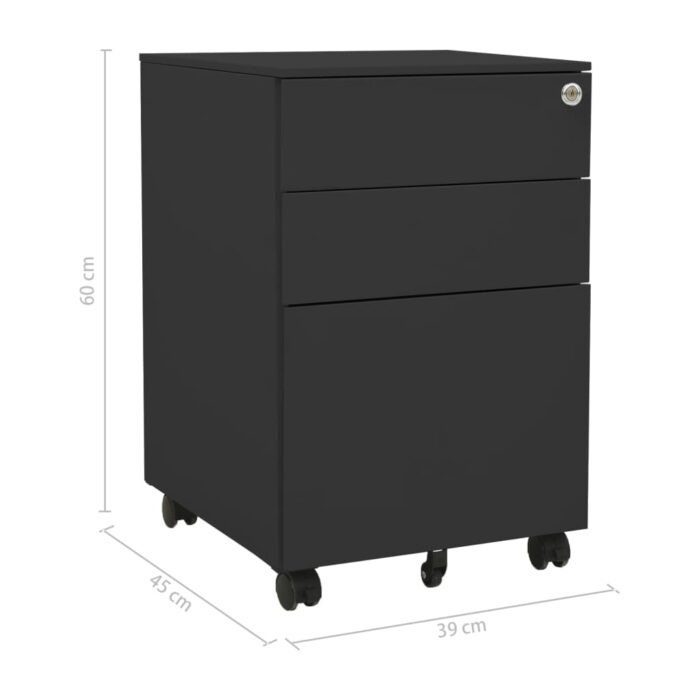 Classeur mobile Anthracite 39x45x60 cm Acier – Image 10