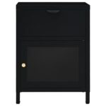Table de chevet Noir 40x30x54,5 cm Acier et verre – Image 3