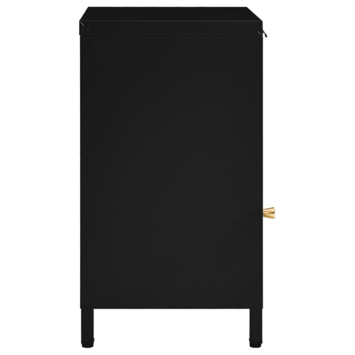 Table de chevet Noir 40x30x54,5 cm Acier et verre – Image 4