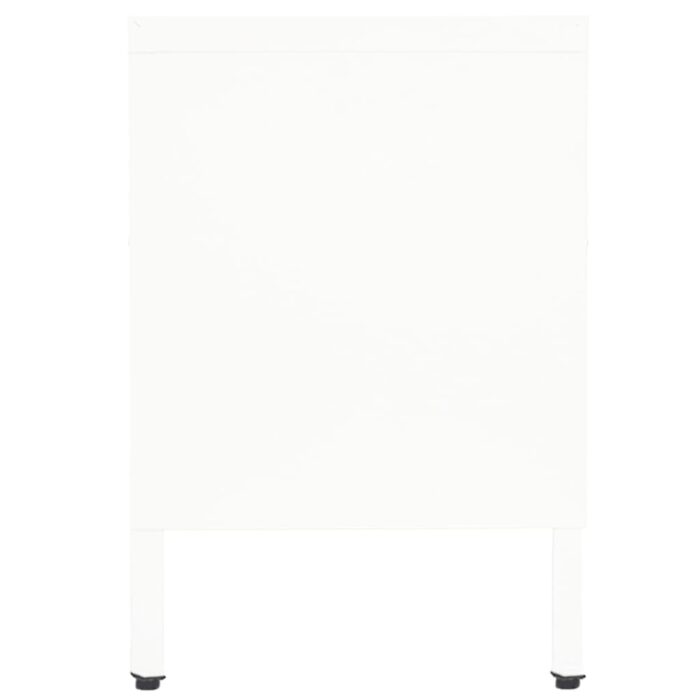 Meuble TV Blanc 90x30x44 cm Acier et verre – Image 4