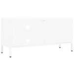 Meuble TV Blanc 90x30x44 cm Acier et verre – Image 5