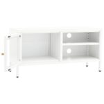 Meuble TV Blanc 90x30x44 cm Acier et verre – Image 6