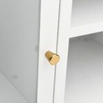 Meuble TV Blanc 105x35x52 cm Acier et verre – Image 2