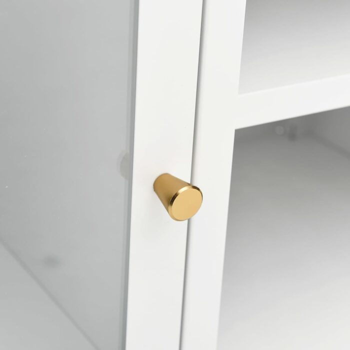 Meuble TV Blanc 105x35x52 cm Acier et verre – Image 2