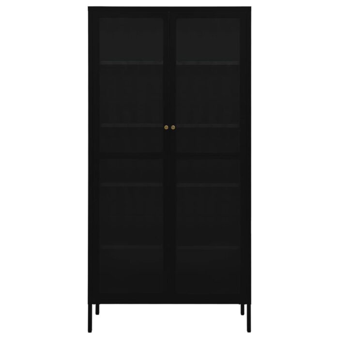 VXL8720286564448_g_en_hd_2.jpg Vitrine d'exposition Noir 90x40x180 cm Acier et verre trempé – Image 2