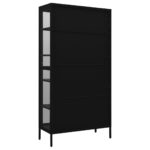 Vitrine d'exposition Noir 90x40x180 cm Acier et verre trempé – Image 4