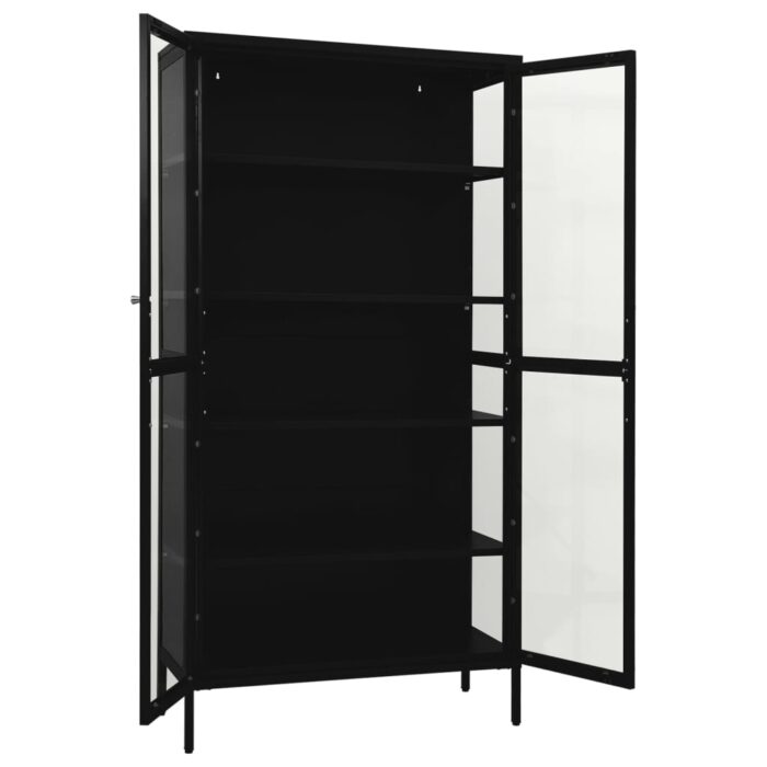 VXL8720286564448_g_en_hd_5.jpg Vitrine d'exposition Noir 90x40x180 cm Acier et verre trempé – Image 5