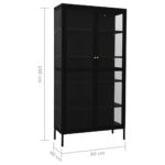 Vitrine d'exposition Noir 90x40x180 cm Acier et verre trempé – Image 8