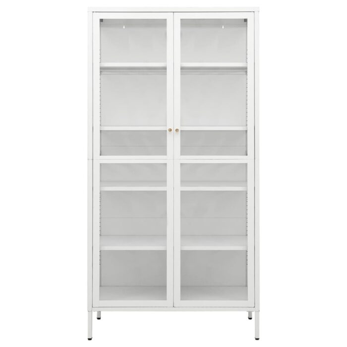 Vitrine d'exposition Blanc 90x40x180 cm Acier et verre trempé – Image 2