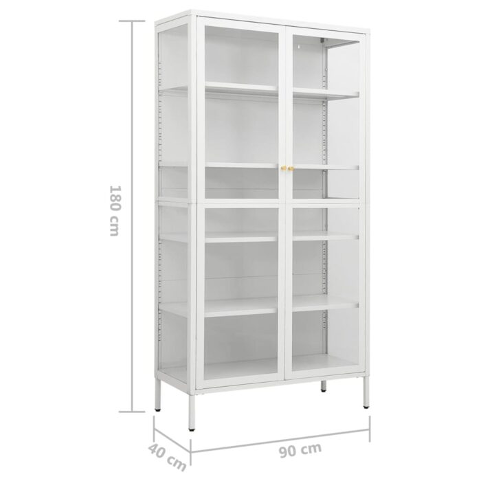 Vitrine d'exposition Blanc 90x40x180 cm Acier et verre trempé – Image 8