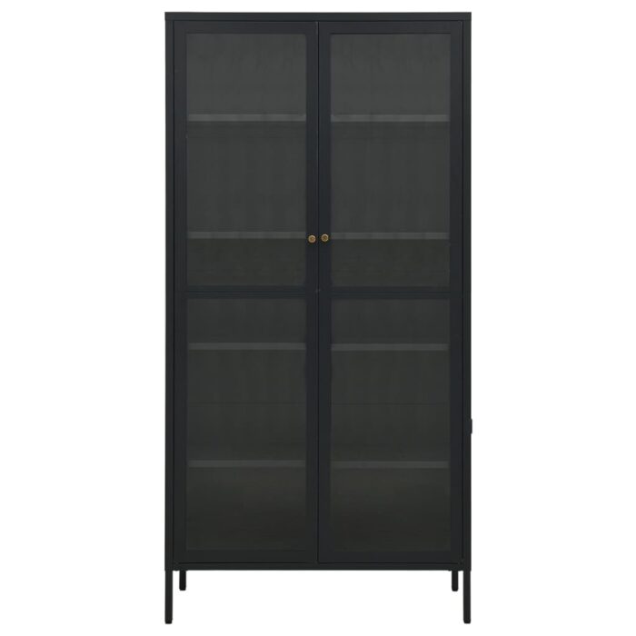 Vitrine d'exposition Anthracite 90x40x180 cm Acier/verre trempé – Image 2