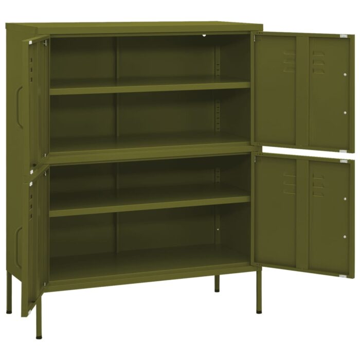 Armoire de rangement Vert olive 80x35x101,5 cm Acier – Image 5