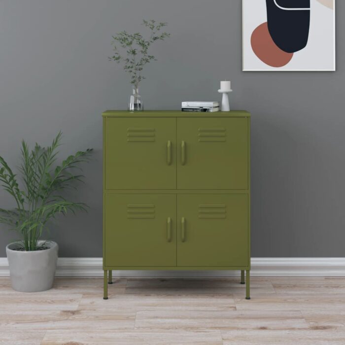 Armoire de rangement Vert olive 80x35x101,5 cm Acier – Image 1