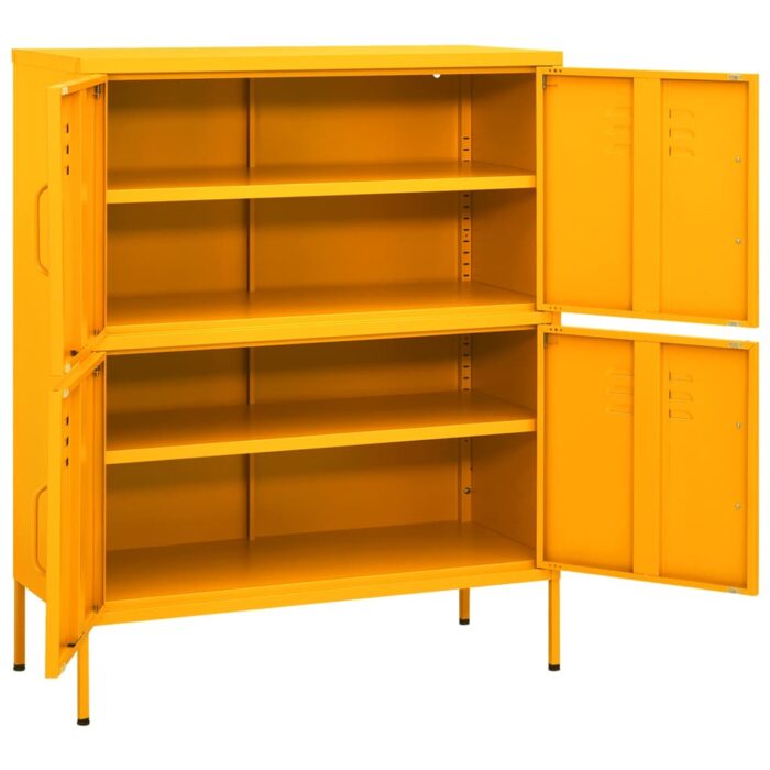Armoire de rangement Jaune moutarde 80x35x101,5 cm Acier – Image 5