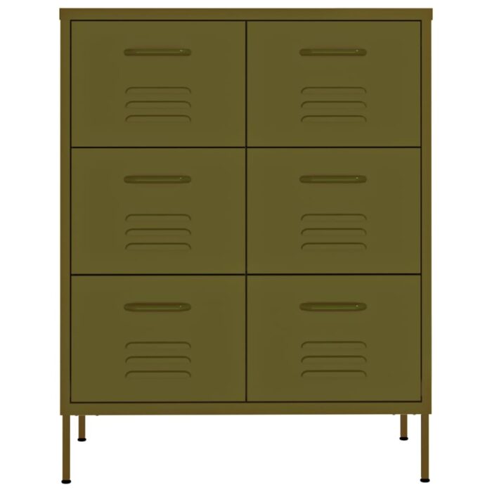 Armoire à tiroirs Vert olive 80x35x101,5 cm Acier – Image 2