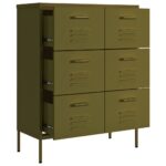 Armoire à tiroirs Vert olive 80x35x101,5 cm Acier – Image 5