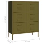 Armoire à tiroirs Vert olive 80x35x101,5 cm Acier – Image 7