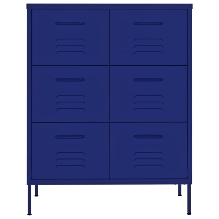 Armoire à tiroirs Bleu marine 80x35x101,5 cm Acier – Image 2