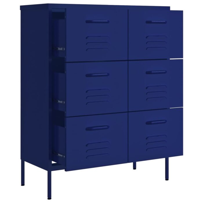 Armoire à tiroirs Bleu marine 80x35x101,5 cm Acier – Image 5