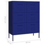 Armoire à tiroirs Bleu marine 80x35x101,5 cm Acier – Image 7