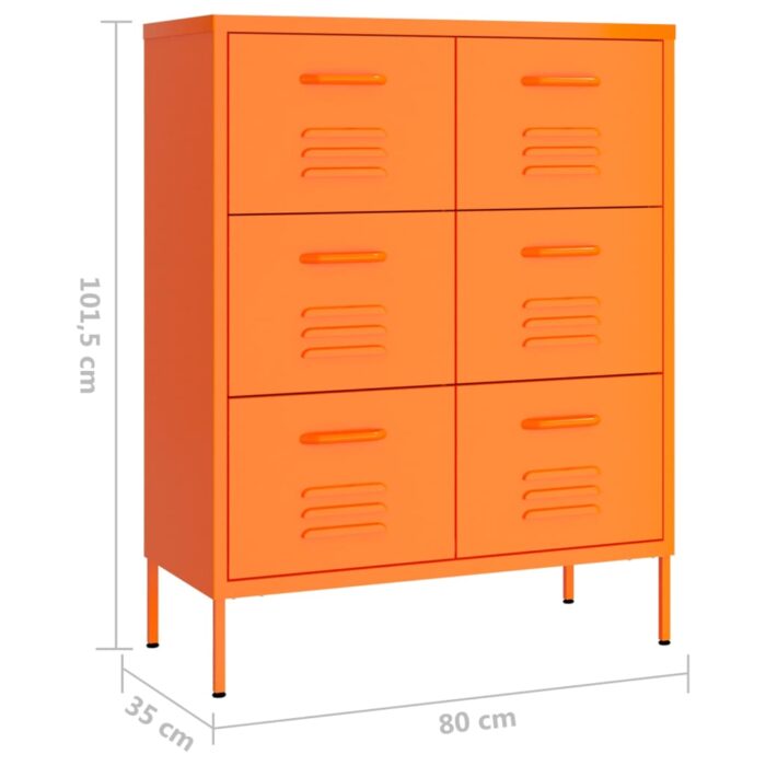 Armoire à tiroirs Orange 80x35x101,5 cm Acier – Image 7
