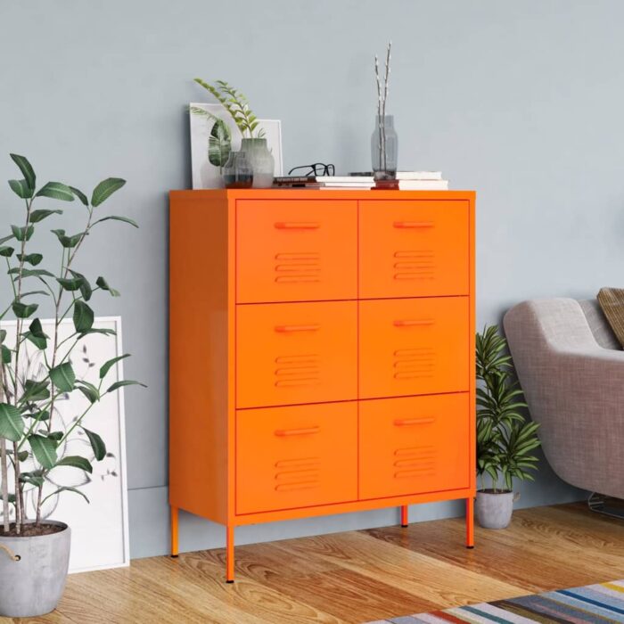 Armoire à tiroirs Orange 80x35x101,5 cm Acier – Image 1