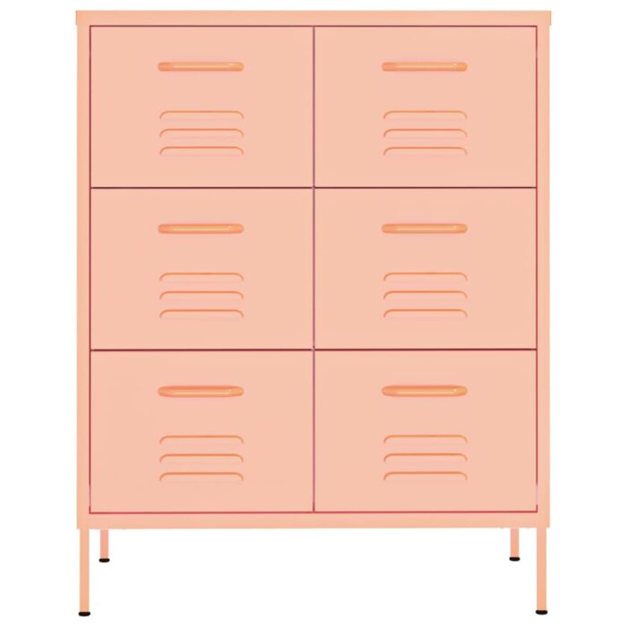 Armoire à tiroirs Rose 80x35x101,5 cm Acier – Image 2