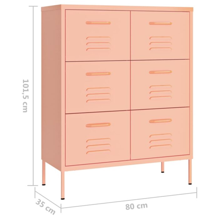 Armoire à tiroirs Rose 80x35x101,5 cm Acier – Image 7