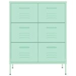 Armoire à tiroirs Vert menthe 80x35x101,5 cm Acier – Image 2