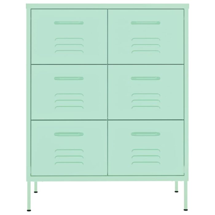 Armoire à tiroirs Vert menthe 80x35x101,5 cm Acier – Image 2