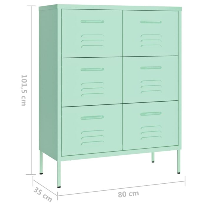 Armoire à tiroirs Vert menthe 80x35x101,5 cm Acier – Image 7