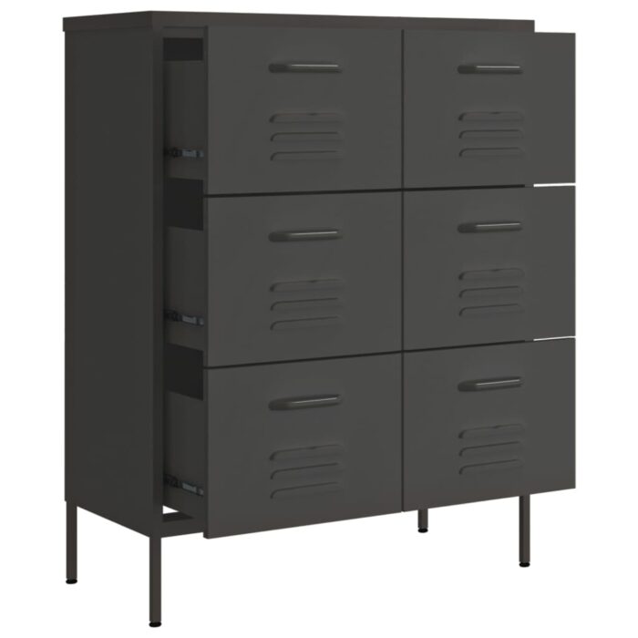 Armoire à tiroirs Anthracite 80x35x101,5 cm Acier – Image 5