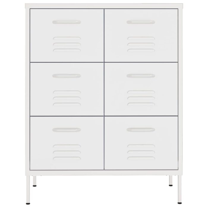 Armoire à tiroirs Blanc 80x35x101,5 cm Acier – Image 2