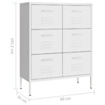 Armoire à tiroirs Blanc 80x35x101,5 cm Acier – Image 7